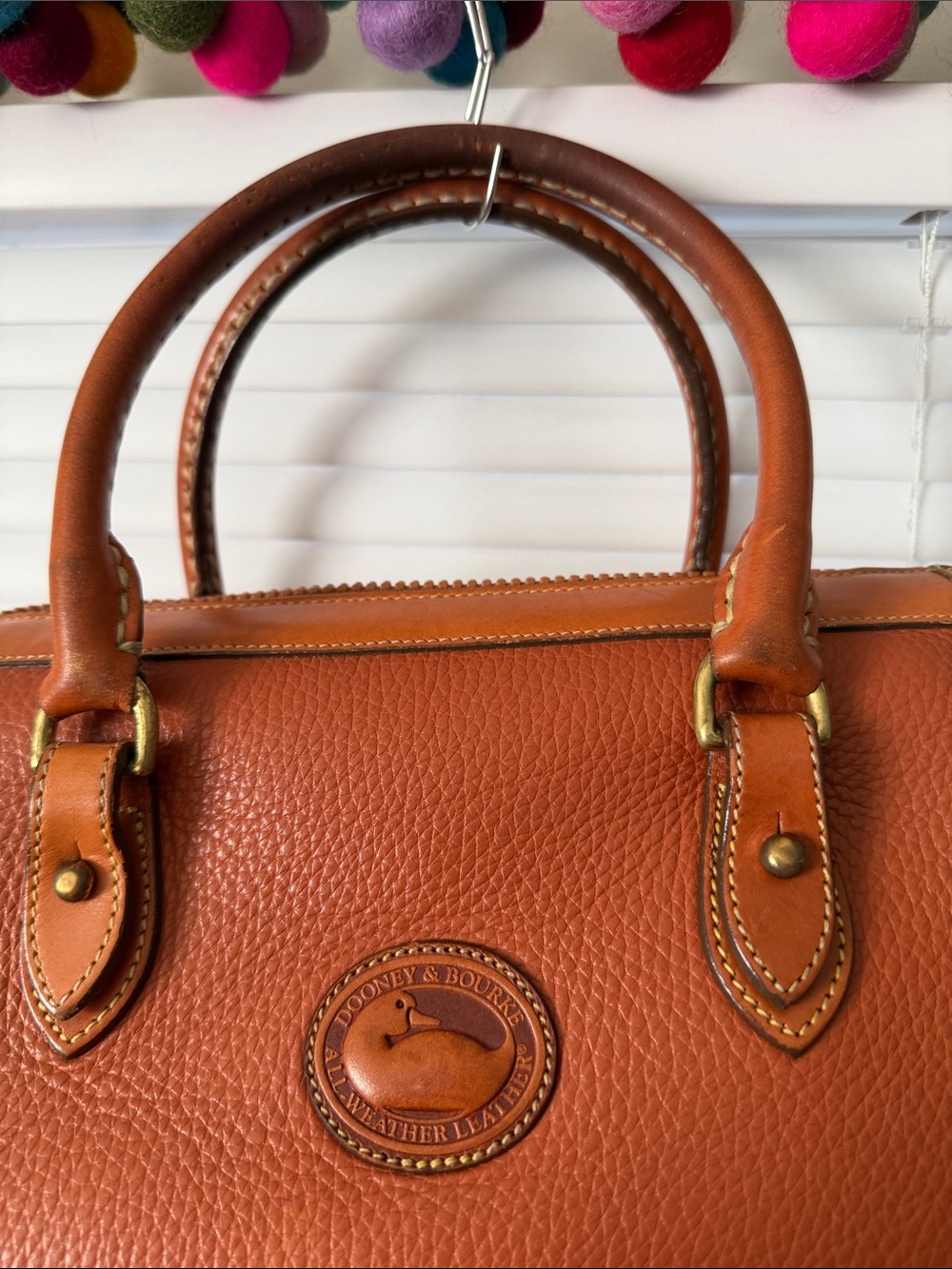 Dooney & Bourke Vintage Pebbled Leather Satchel - Tan Brown - Picture 2 of 16